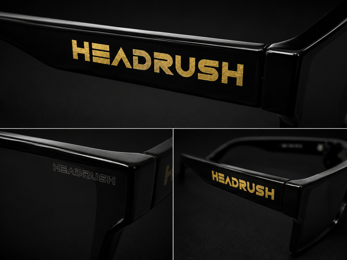 SH4DE × DJ Headrush Oversized Shield Sunglasses – Custom Foiled, Polarized