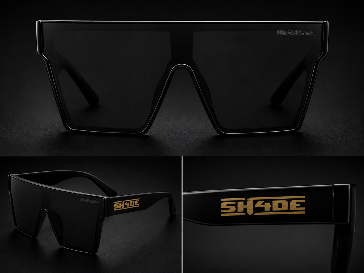 SH4DE × DJ Headrush Oversized Shield Sunglasses – Custom Foiled, Polarized