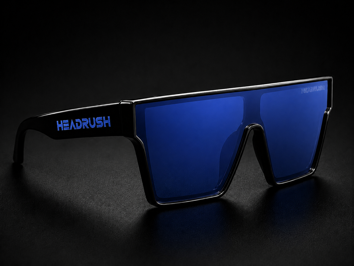 SH4DE × DJ Headrush Oversized Shield Sunglasses – Custom Foiled, Polarized